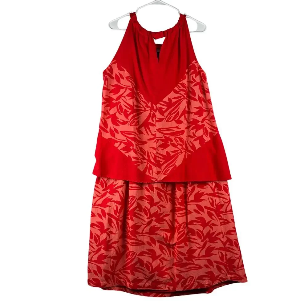 Appraisal 2 Piece Tank Skirt Outfit Linen Blend Women’s XL Tropical Vacation Red